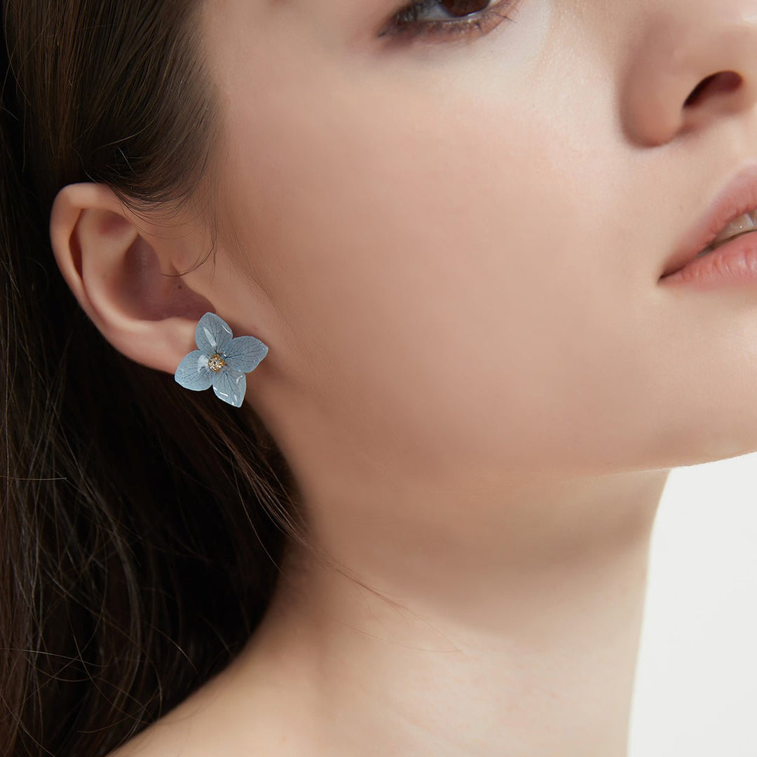 Hydrangea Garden Asymmetric Flower Studs (4-pc set)