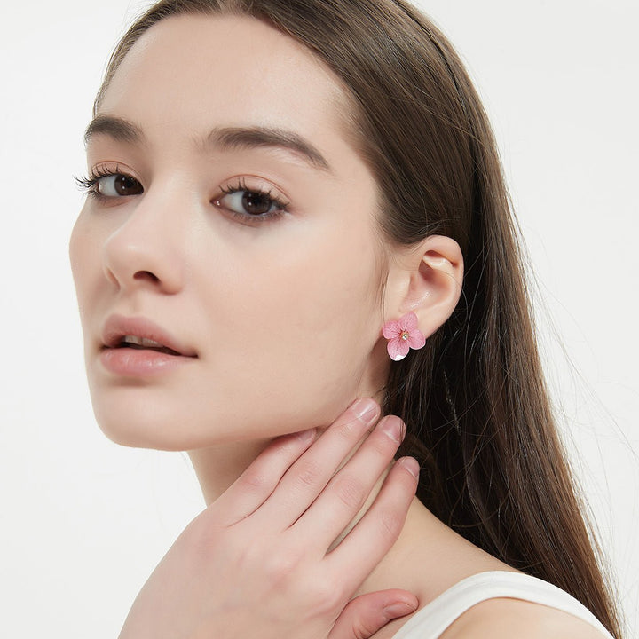Hydrangea Garden Asymmetric Flower Studs (4-pc set)