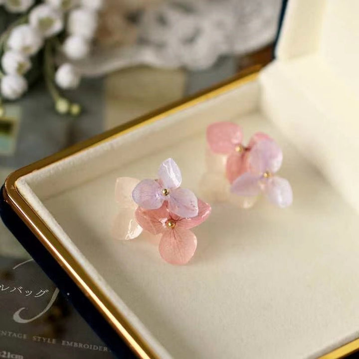 Three Tone Hydrangea Flowers Stud