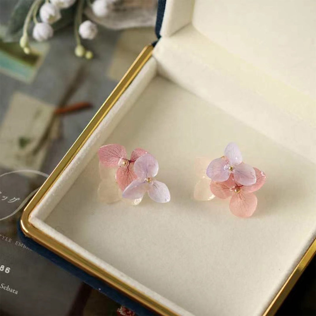 Three Tone Hydrangea Flowers Stud