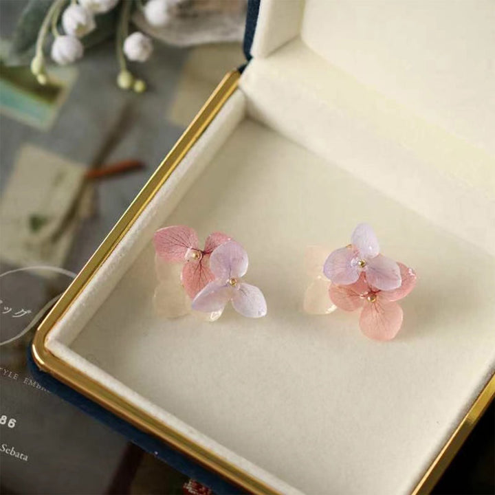 Three Tone Hydrangea Flowers Stud