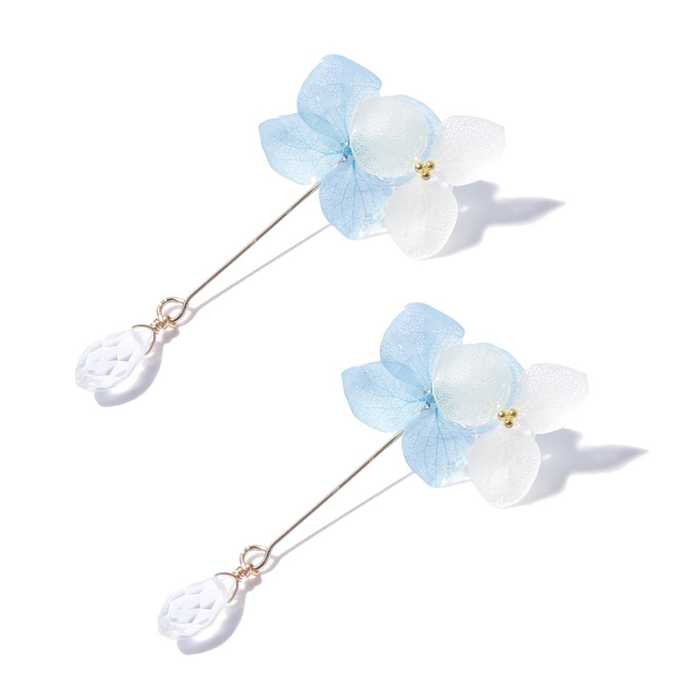Two-tone Blue Hydrangea Drop Earrings