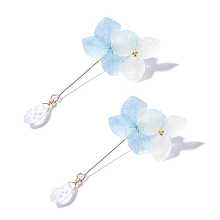 Two-tone Blue Hydrangea Drop Earrings