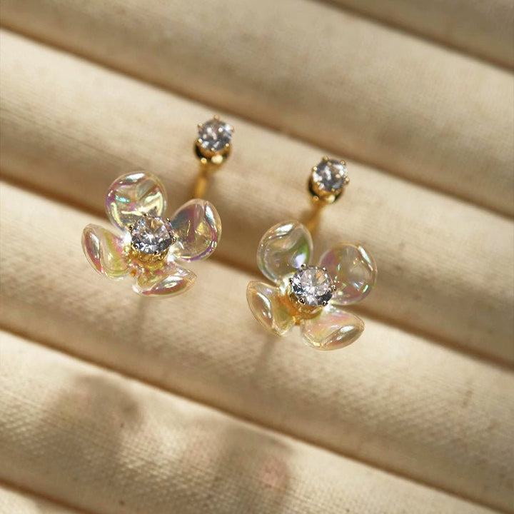 1-Karat Kristallblüten Ohrstecker/ Schlussverkauf