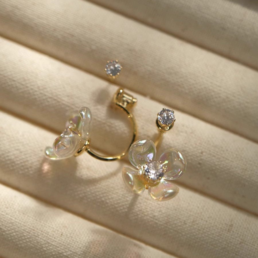 1-Karat Kristallblüten Ohrstecker/ Schlussverkauf