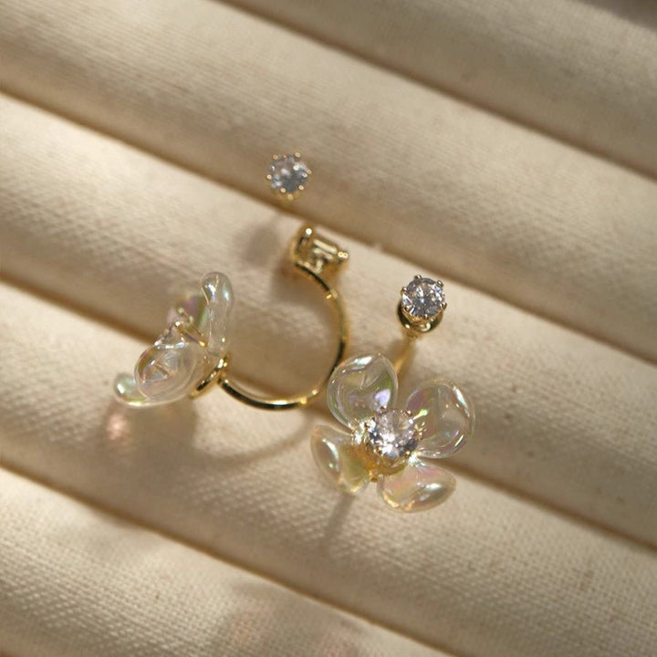 1-Karat Kristallblüten Ohrstecker/ Schlussverkauf