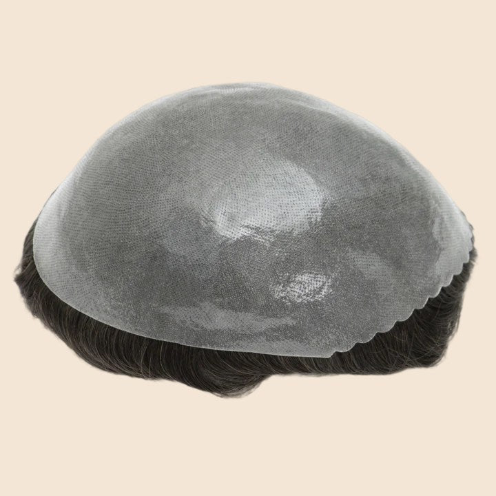 Men's Hair Unit  Men's Hairstyle for Thin Hair 0.10-0.12mm Double Knots Full Skin Base