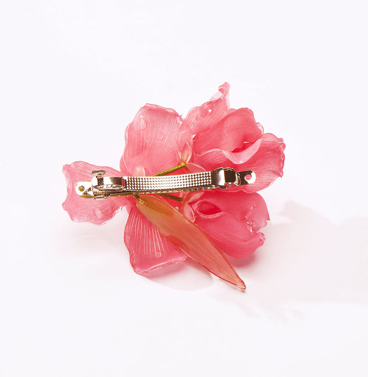 Red Iris Flower Hair Barrette Clip