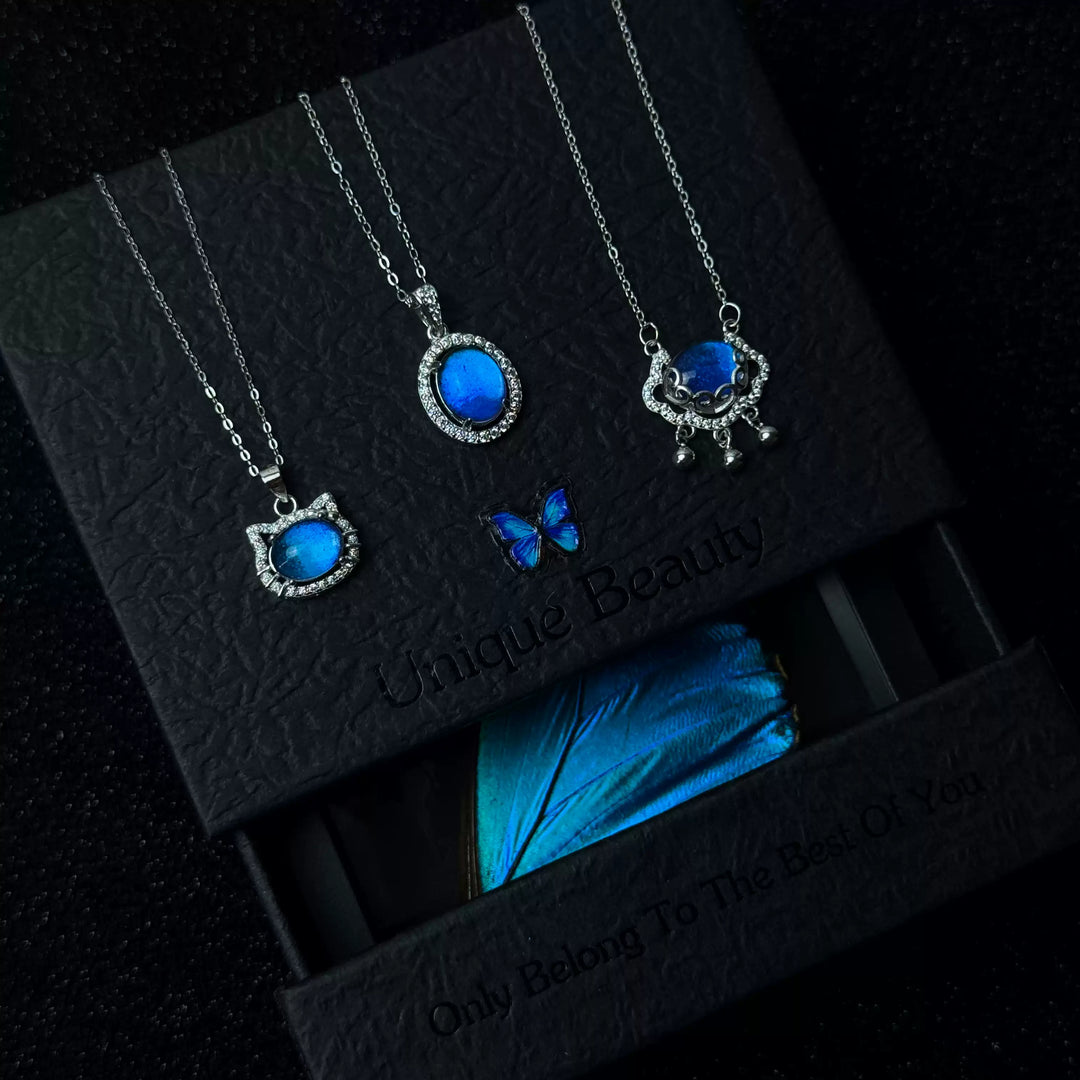Exquisite S925 Sterling Silver Genuine Blue Morpho Wing Jewelry - Premium Handmade Necklace & Bracelet Gift for Couples and Friends