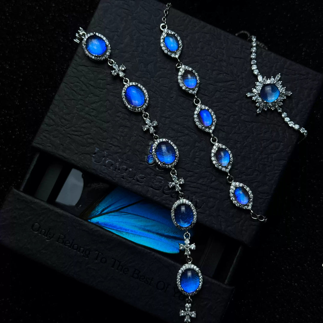 Handcrafted Real Butterfly Wing Jewelry - Exquisite Blue Morpho Necklace