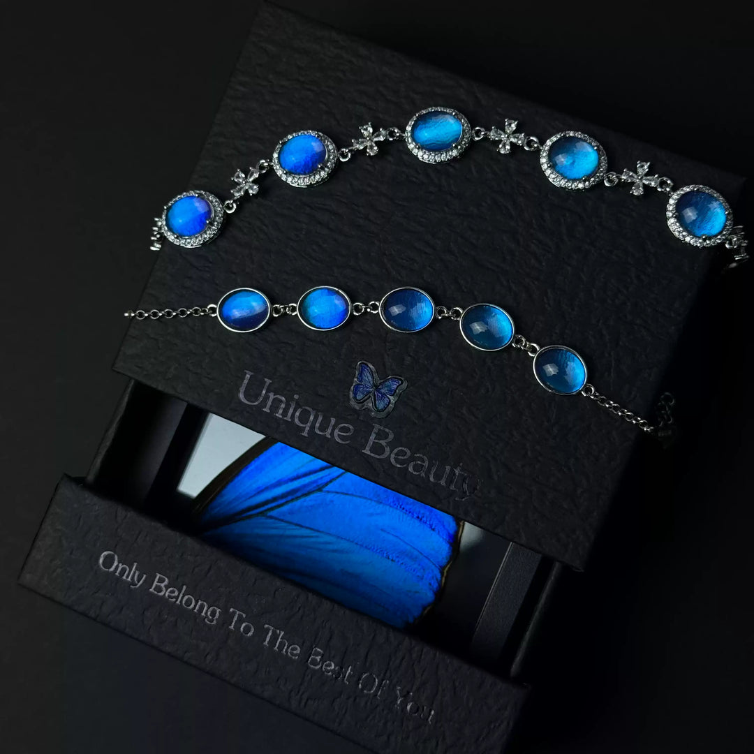 Handcrafted Real Butterfly Wing Jewelry - Exquisite Blue Morpho Necklace