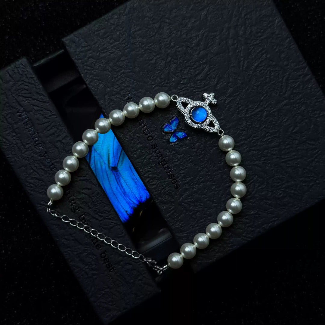 Natural Blue Morpho Shimmering Butterfly Wing Jewelry Set - Romantic Aesthetic Gift for Her