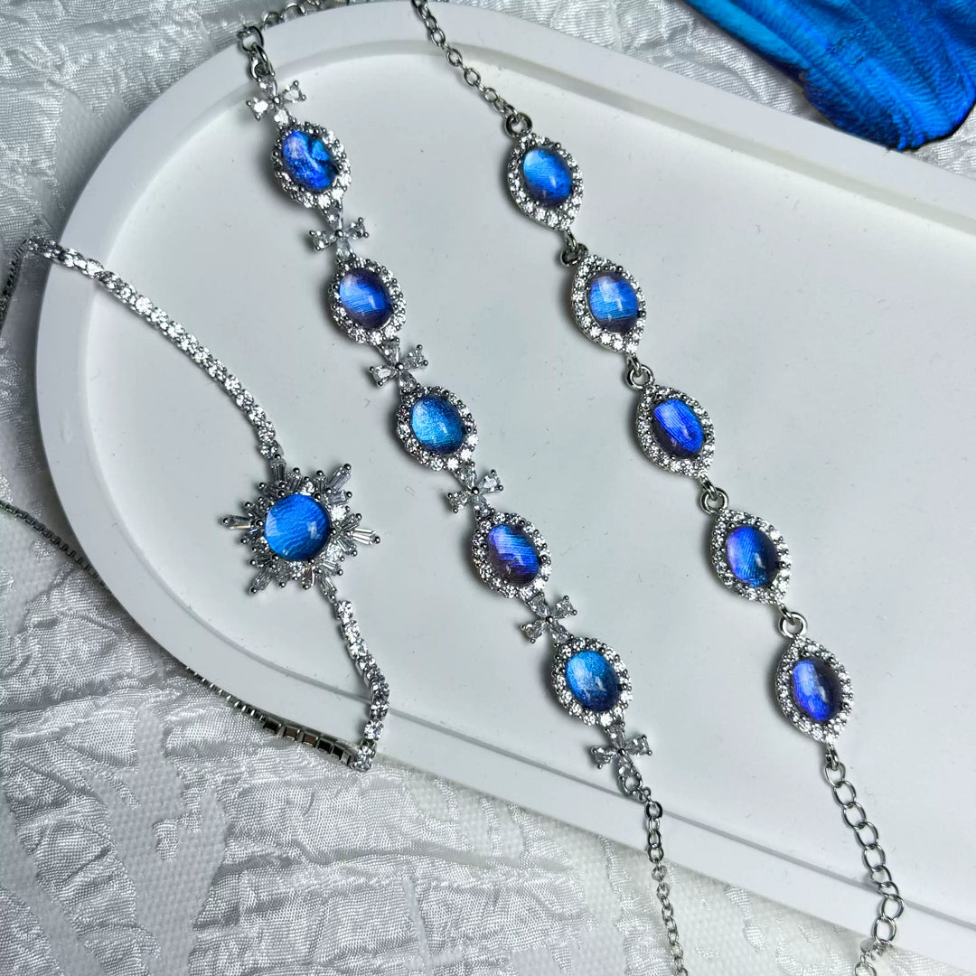 Real Blue Morpho Butterfly Wing Bracelet in S925 Sterling Silver - Unique Handmade Jewelry, Whimsical INFP Gift, Niche Specimen Jewelry for Besties & Couples