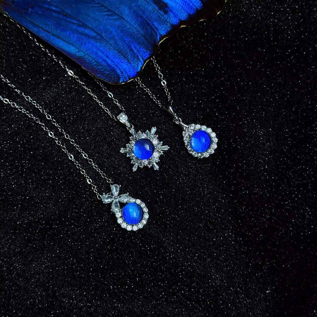 Real Blue Morpho Butterfly Wing Necklace in S925 Sterling Silver - Handmade Ethereal Pendant, Unique Niche Gift for Her, Bestie Birthday Jewelry