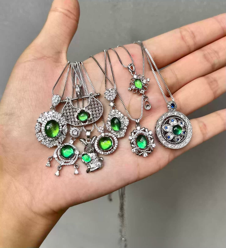 Real Jewel Beetle Wing Necklace - Iridescent Metallic Green Pendant - Minimalist Luxury Nature Jewelry