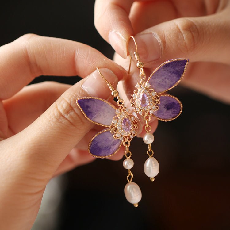 Amethyst WIngs Butterfly Drop Earrings