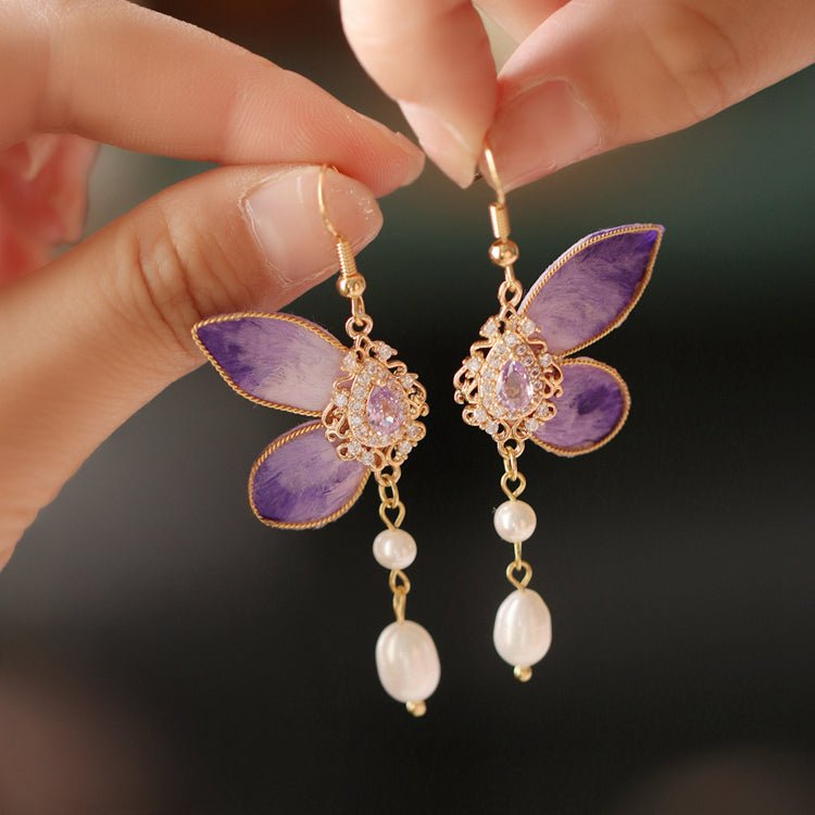 Amethyst WIngs Butterfly Drop Earrings