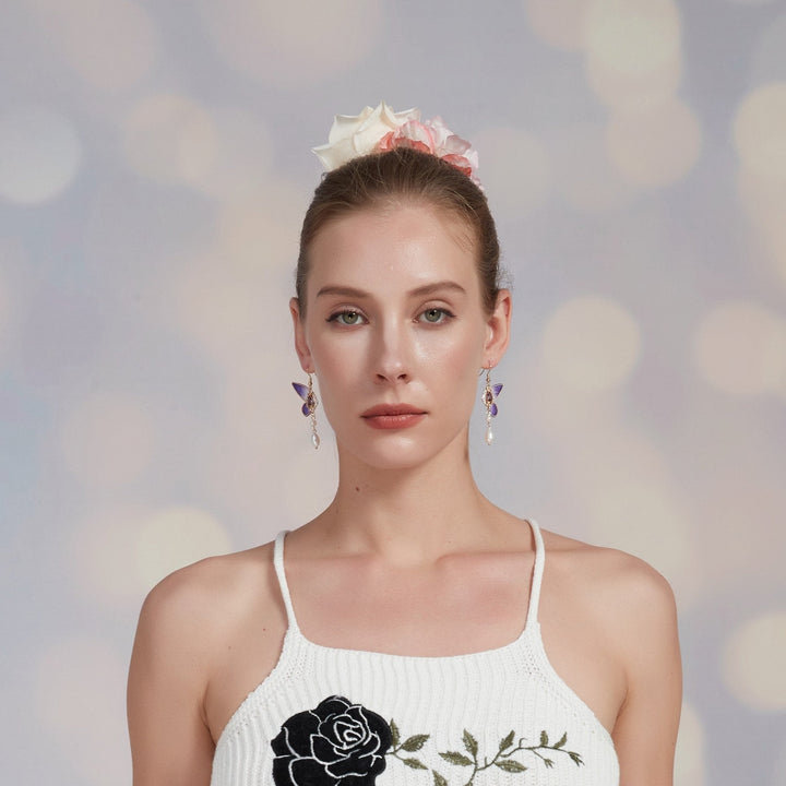 Amethyst WIngs Butterfly Drop Earrings