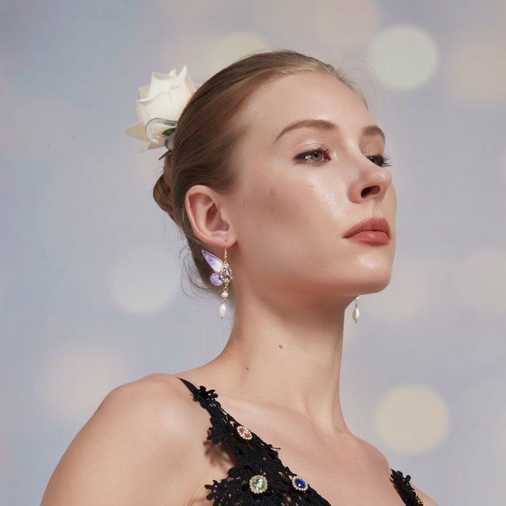 Amethyst WIngs Butterfly Drop Earrings