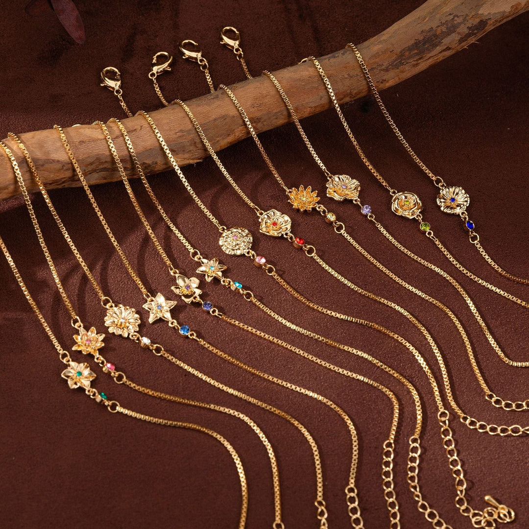 Birth Flower & Birthstone Bracelets