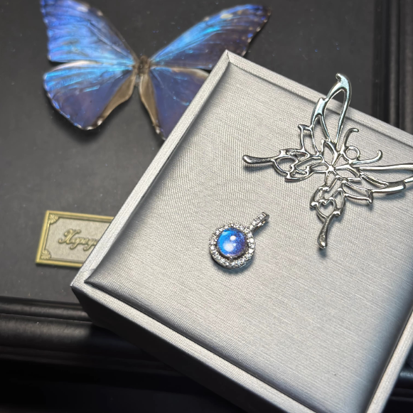 Handmade Genuine Blue Morpho Butterfly Wing Pendant - Sterling Silver Specimen Necklace, One-of-a-Kind Botanical Jewelry