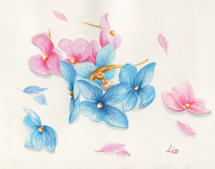Blaue Hortensien-Creolen