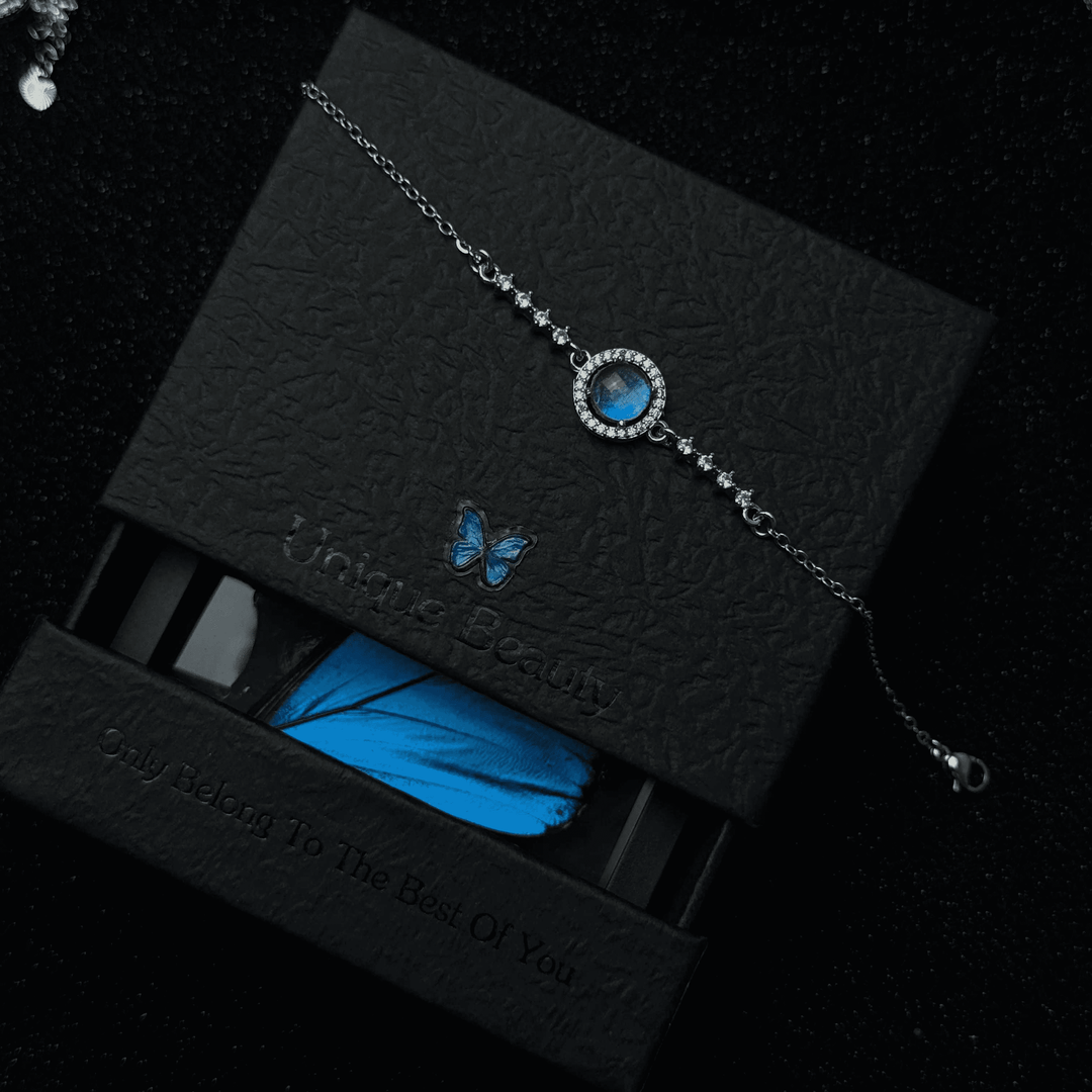 Real Blue Morpho Butterfly Wing Necklace & Bracelet Set - Unique Handmade Gift for Her