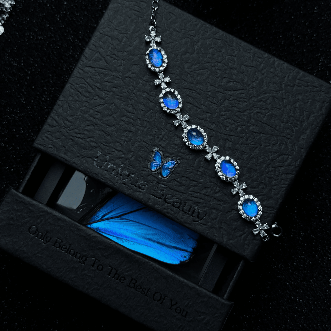 Handcrafted Real Butterfly Wing Jewelry - Exquisite Blue Morpho Necklace