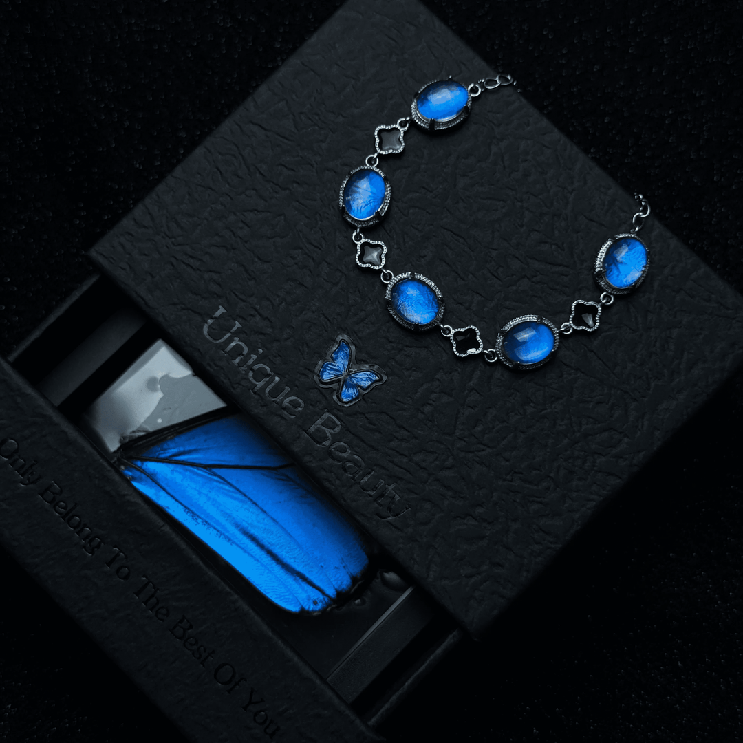 Handcrafted Real Butterfly Wing Jewelry - Exquisite Blue Morpho Necklace