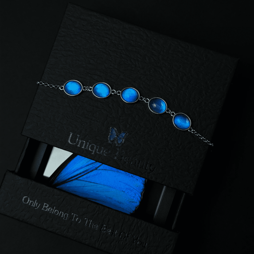 Handcrafted Real Butterfly Wing Jewelry - Exquisite Blue Morpho Necklace