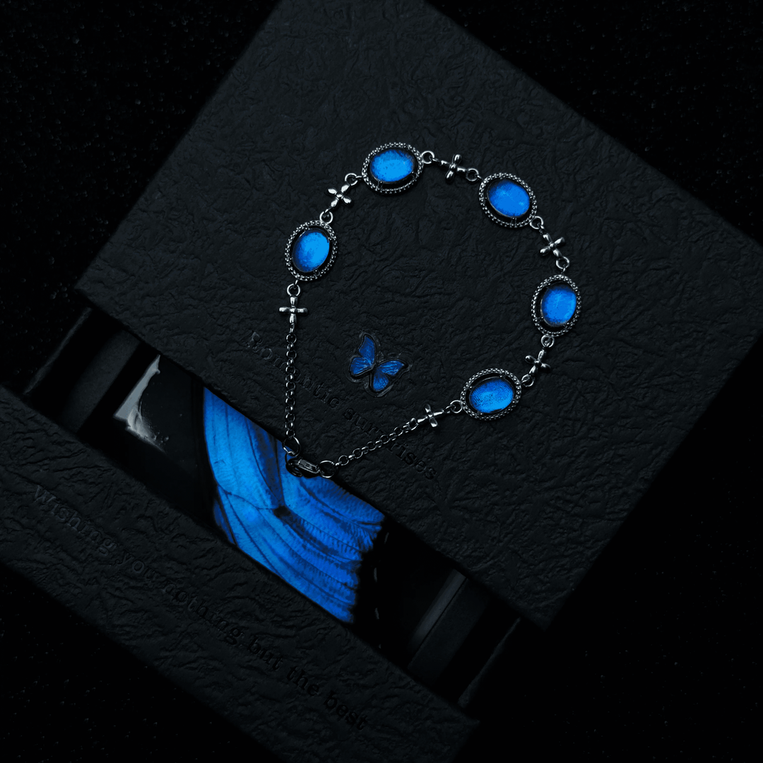 Handcrafted Real Butterfly Wing Jewelry - Exquisite Blue Morpho Necklace