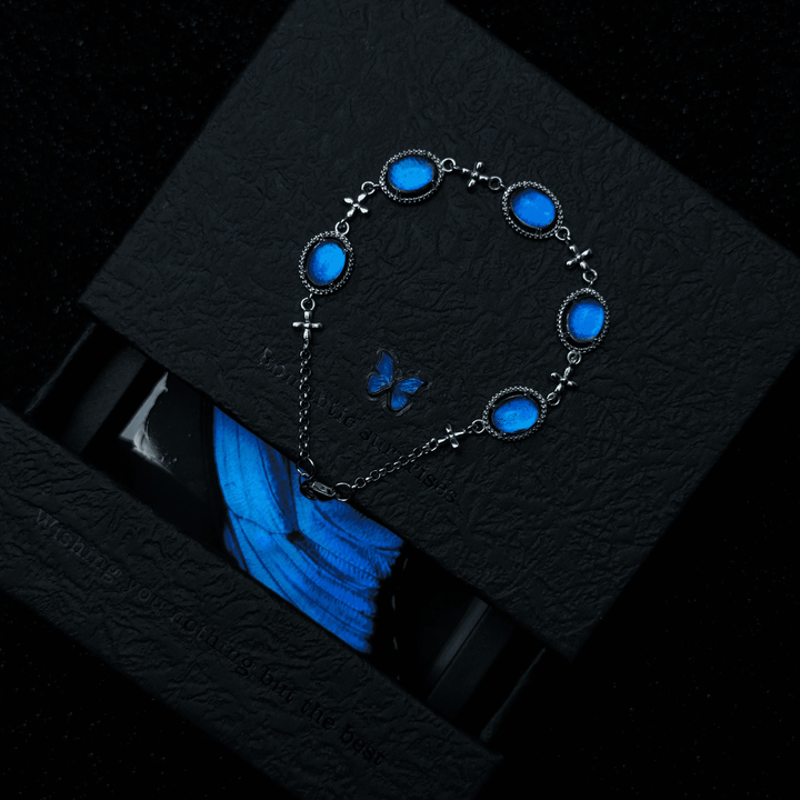 Handcrafted Real Butterfly Wing Jewelry - Exquisite Blue Morpho Necklace