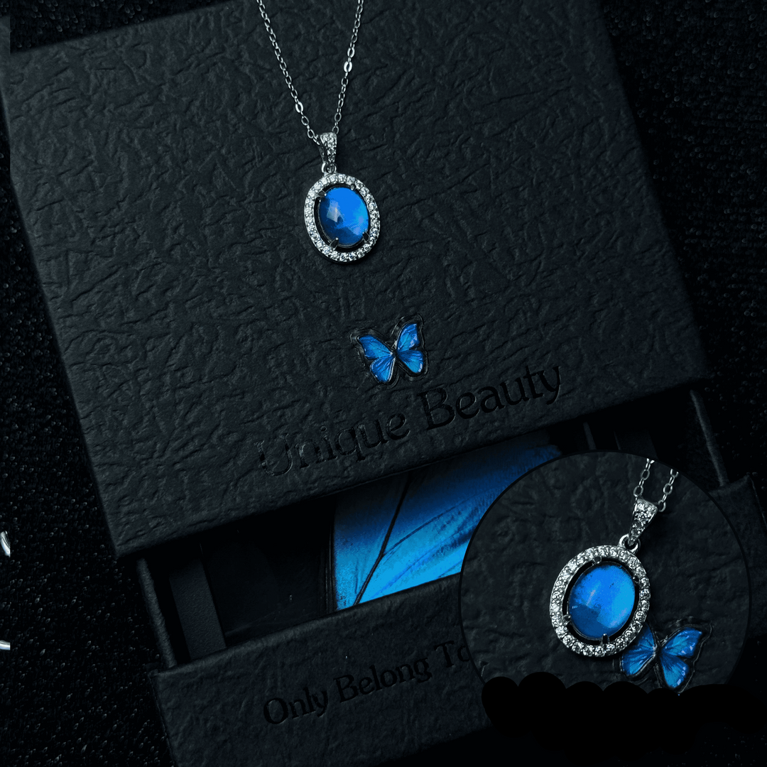 Exquisite S925 Sterling Silver Genuine Blue Morpho Wing Jewelry - Premium Handmade Necklace & Bracelet Gift for Couples and Friends