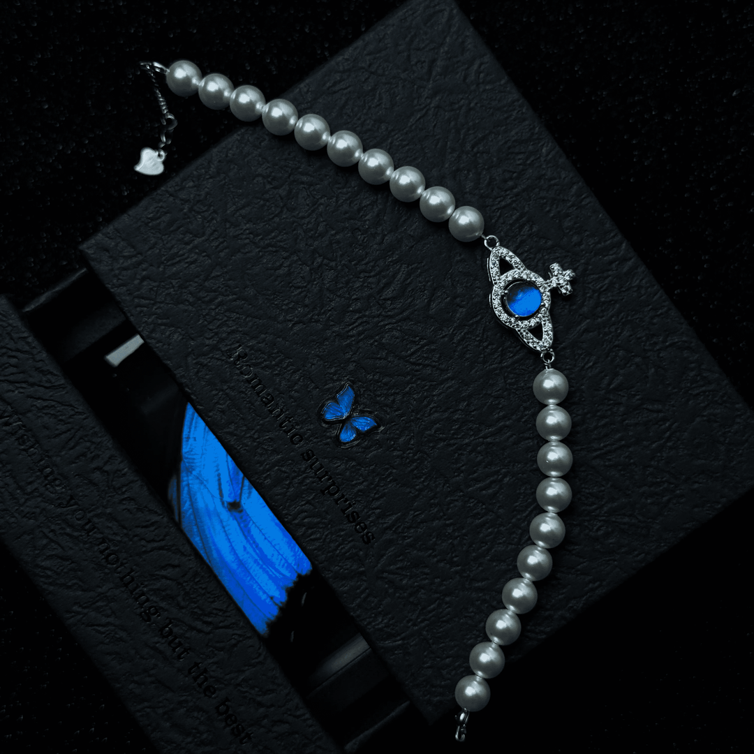 Natural Blue Morpho Shimmering Butterfly Wing Jewelry Set - Romantic Aesthetic Gift for Her