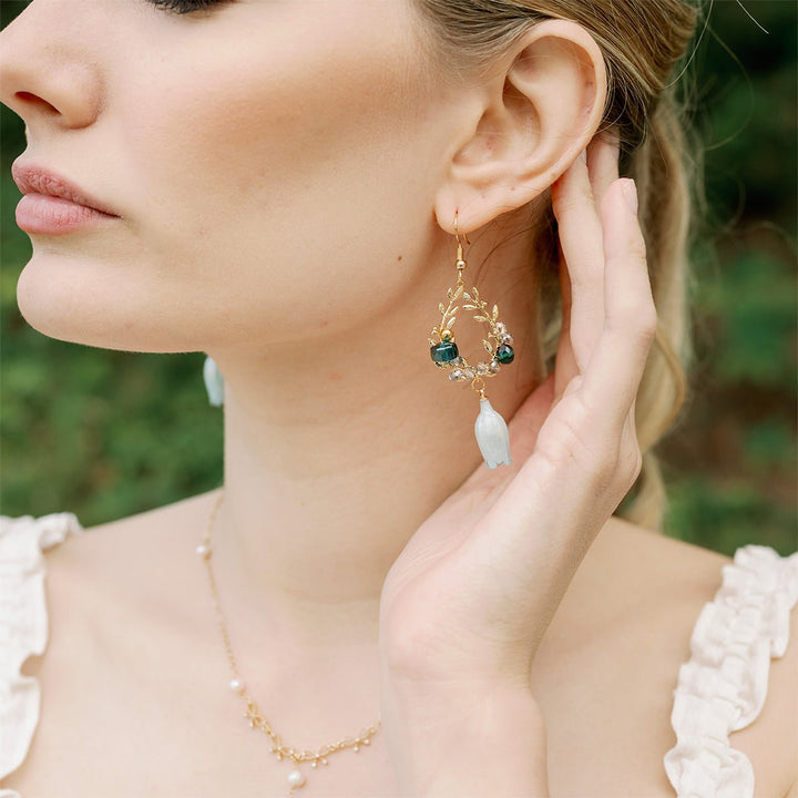 Campanula Blue Bellflower Drop Earrings
