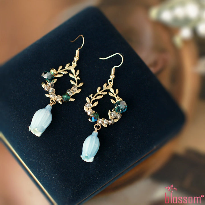 Campanula Blue Bellflower Drop Earrings