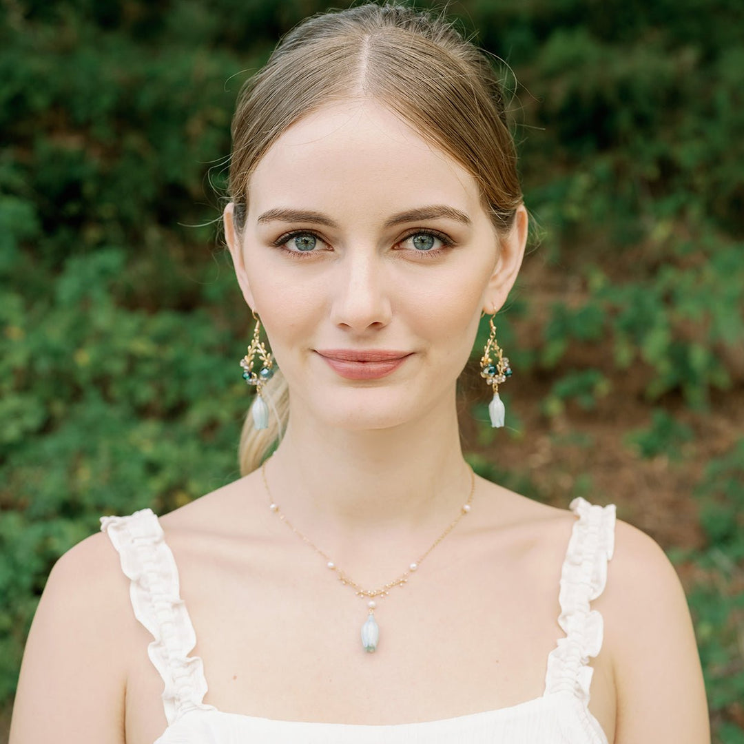Campanula Blue Bellflower Drop Earrings