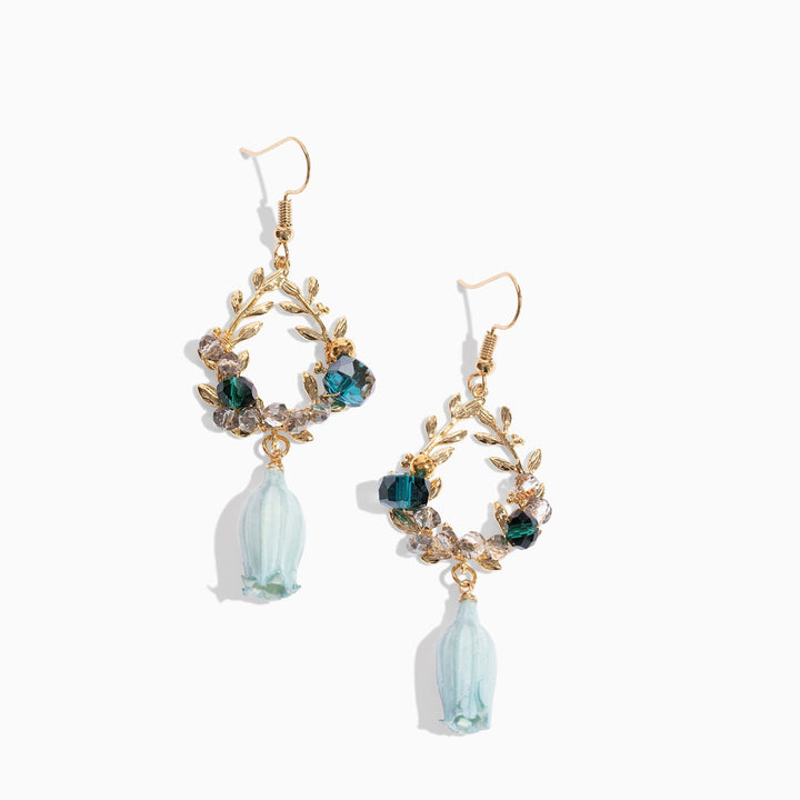 Campanula Blue Bellflower Drop Earrings