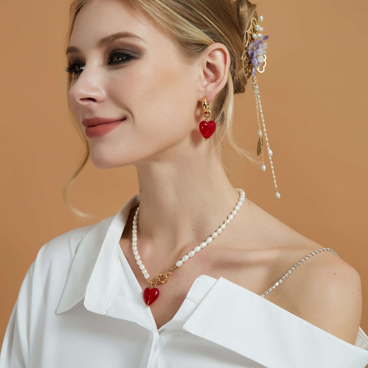 Karneol Rotes Herz Naturperlenkette / Schlussverkauf