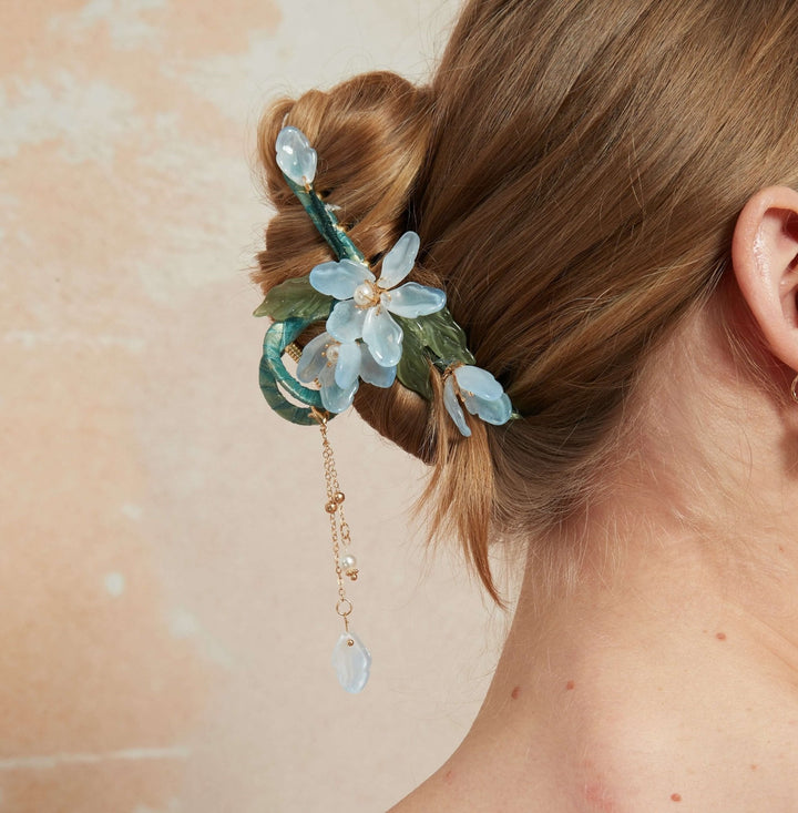 Celestial Blue Floral Hair Claw