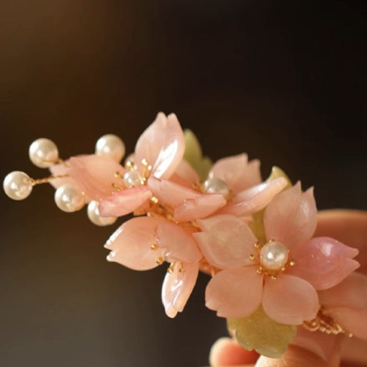 Haarspange mit Kirschblüten-Perlengarten