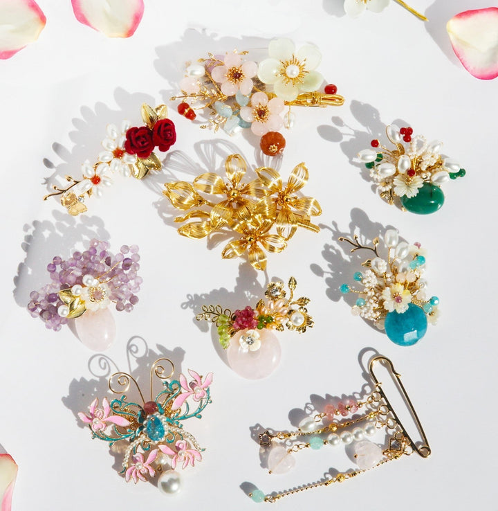 Crystal Garden Flower Brooch/ Final Sale
