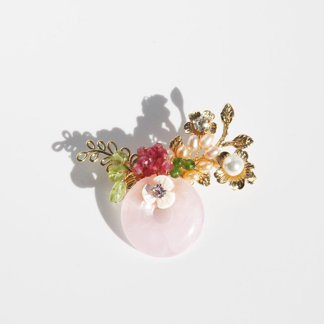 Crystal Garden Pearl Flower Brooch/ Final Sale