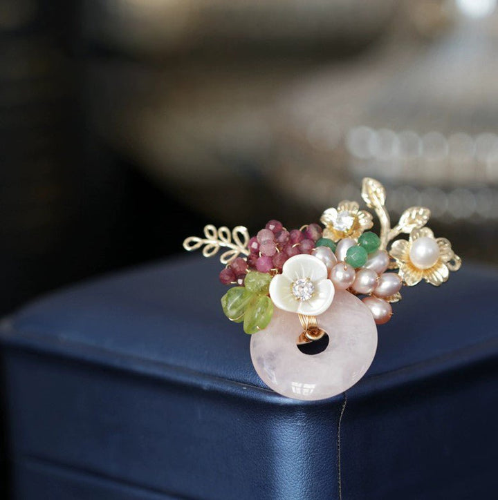 Crystal Garden Pearl Flower Brooch/ Final Sale