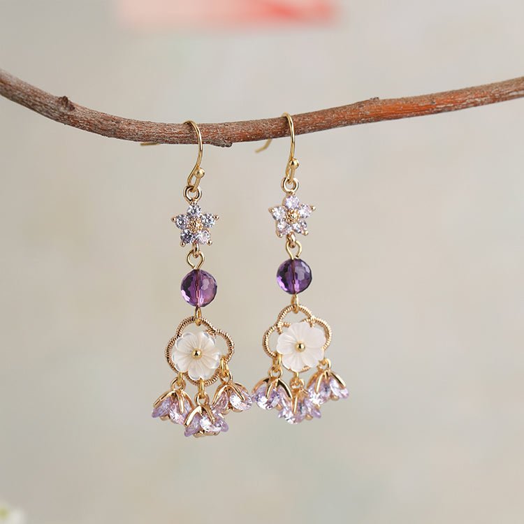 Daisy Dream Purple Crystal Earrings