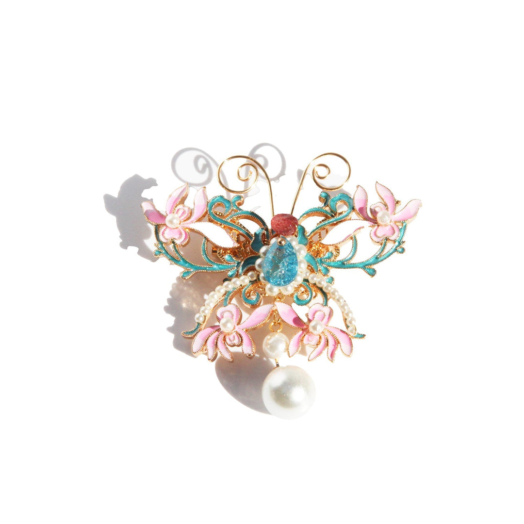 Enameled Butterfly Amethyst Rubellite Brooch/ Final Sale