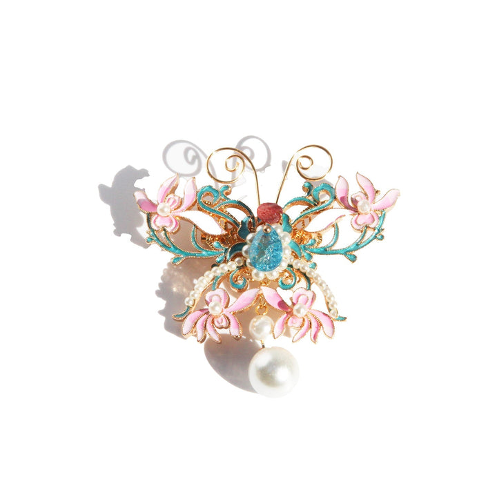 Enameled Butterfly Amethyst Rubellite Brooch/ Final Sale