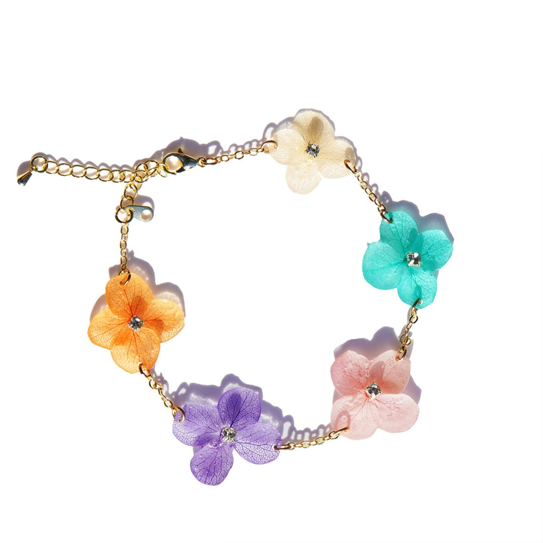 Fünffarbiges Hortensienblüten-Charm-Armband