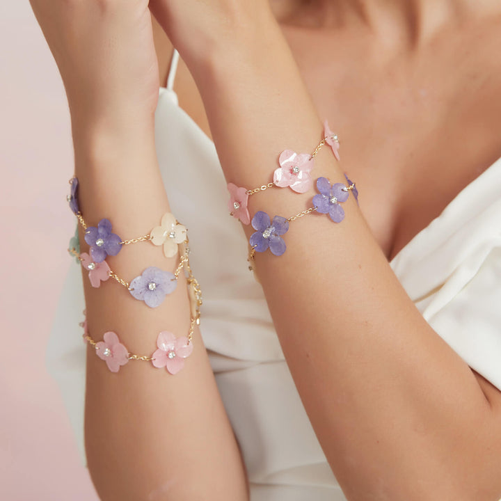 Fünffarbiges Hortensienblüten-Charm-Armband