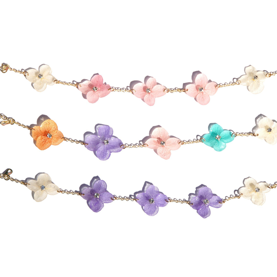 Fünffarbiges Hortensienblüten-Charm-Armband